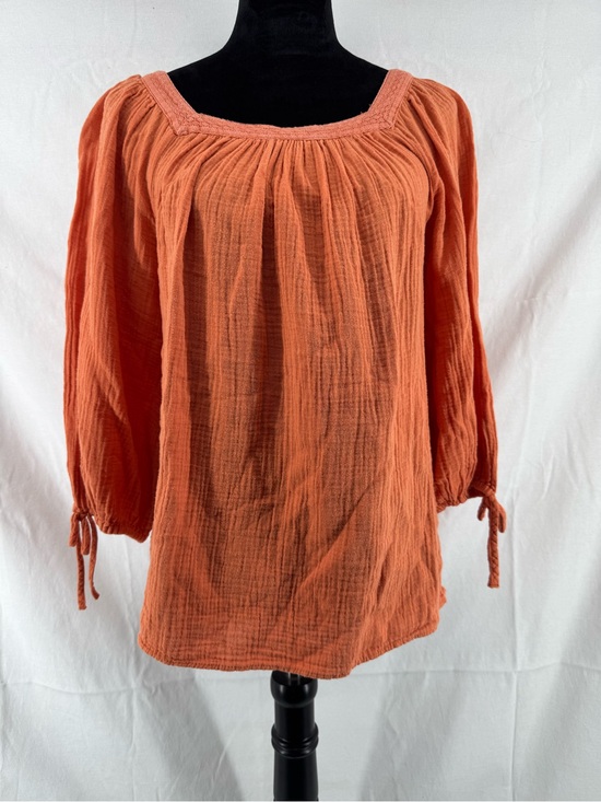 LC Lauren Conrad Tops - LC Lauren Conrad Rust Orange Gauze Peasant Blouse